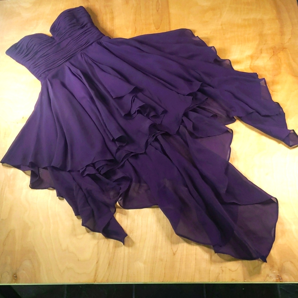 Arden B Purple Tiered Ruffled HighLow Cocktail Dress